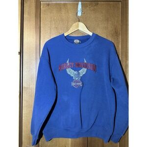 Harley Davidson Eagle Crewneck Sweatshirt Blue Gateway St Louis MO Large